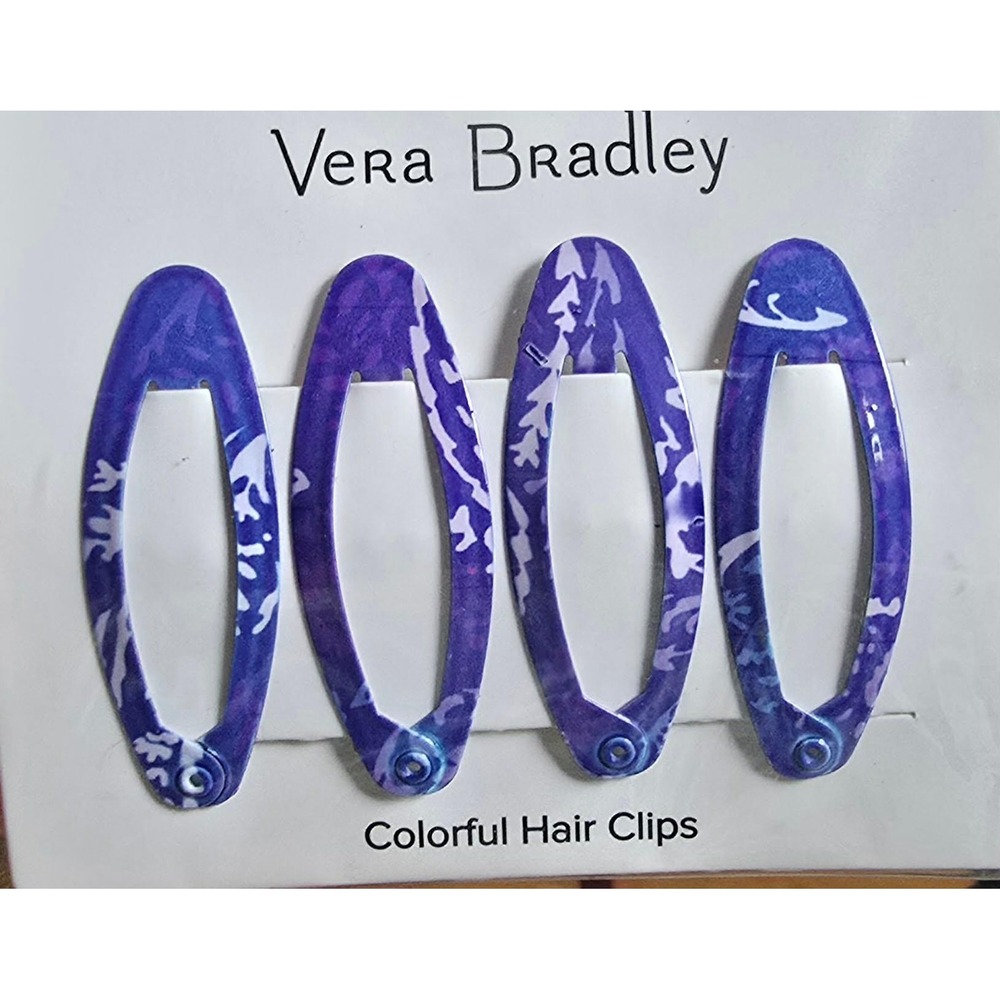 Vera Bradley Purple floral Color Combo Hair Clips (4) NEW Stylish